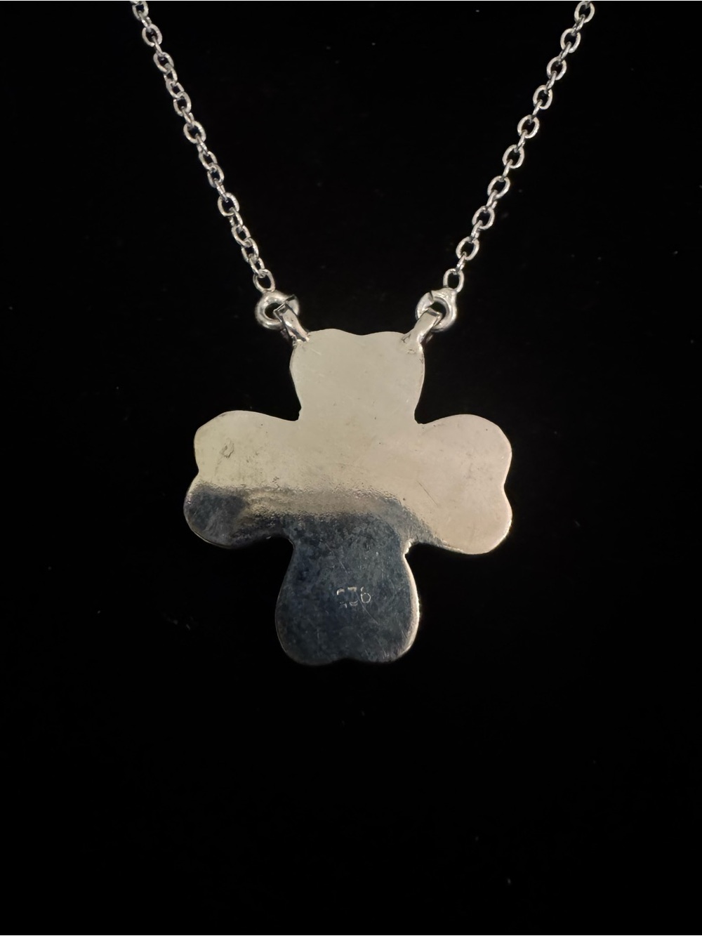 Blue moon Turquoise Heart Clover Pendant Necklace - sterling silver - Picture 4 of 6